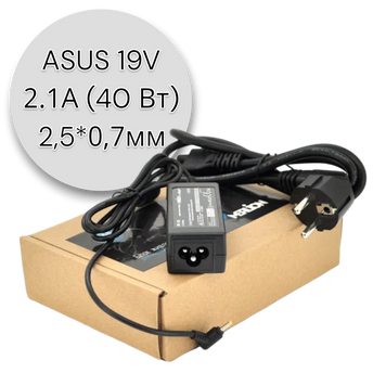 Блок питания MERLION ASUS 19V 2.1А (40 Вт) штекер 2,5*0,7мм, длина 0,9м + кабель 00000007126 фото