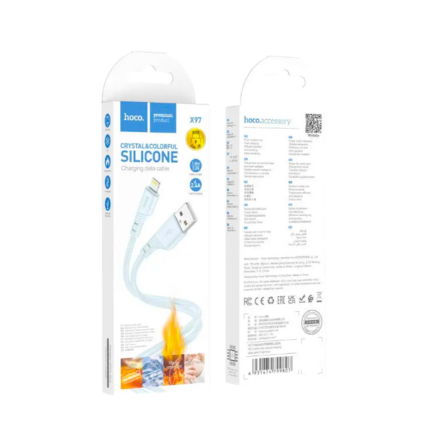 Кабель HOCO X97 Crystal color silicone charging data cable iP white 00000007352 фото