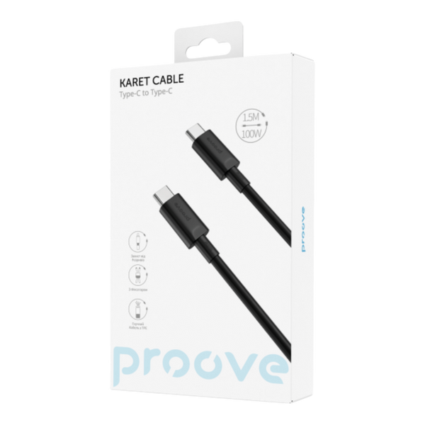 Кабель Proove Karet Type-C to Type-C 100W (1,5m) (black) 00000002022 фото