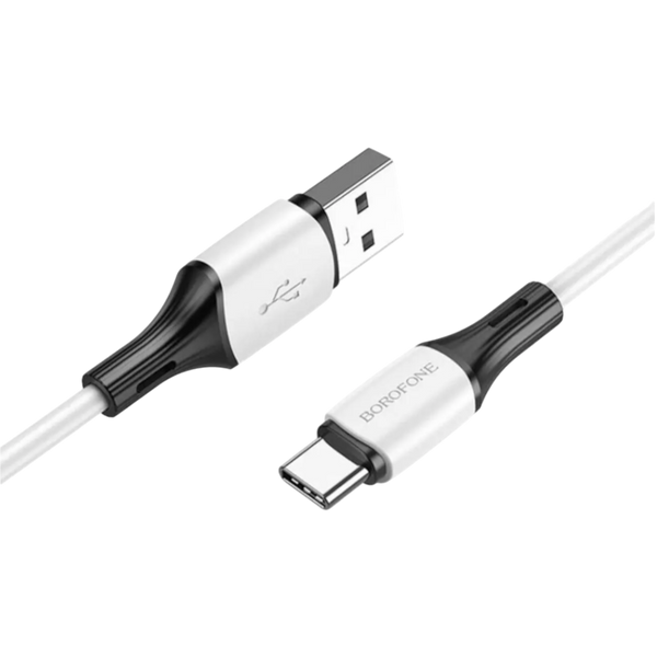 Кабель BOROFONE BX79 USB to Type-C 3A, 1m, silicone, silicone connectors White 00000009219 фото