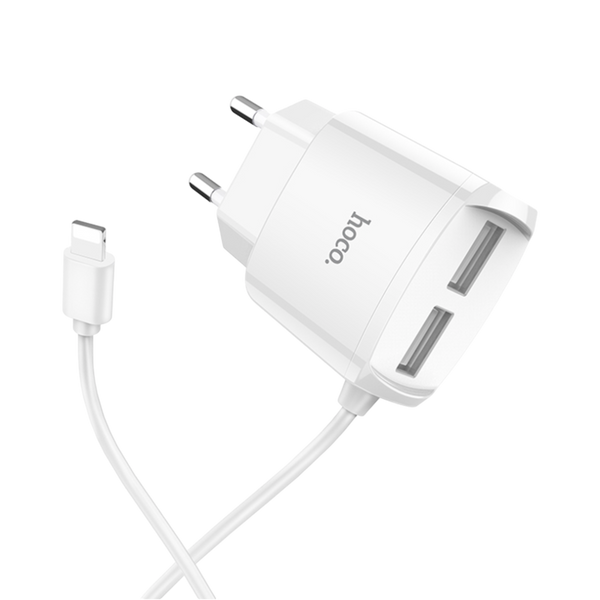 МЗП HOCO C59A Mega joy 2USB/2,1A+Lightning White 00000007254 фото