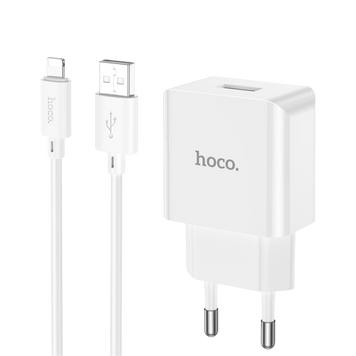 МЗП HOCO C106A Leisure single port charger set(iP) White 00000007365 фото