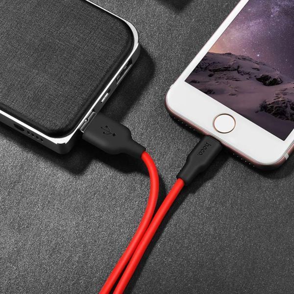 Кабель HOCO X21 Plus Silicone Lightning 1m Black&Red 00000005864 фото