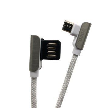 Кабель Hoco U42 Exquisite Steel MicroUSB (L Shape) White 1.2m 00000001937 фото