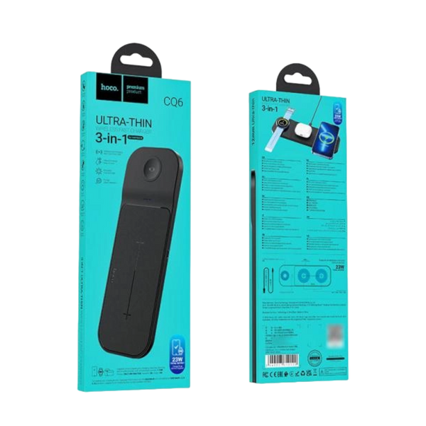Беспроводное ЗУ Hoco CQ6 (Phone+SAM Watch+AirPods) 3in1 (Черный) 00000007474 фото