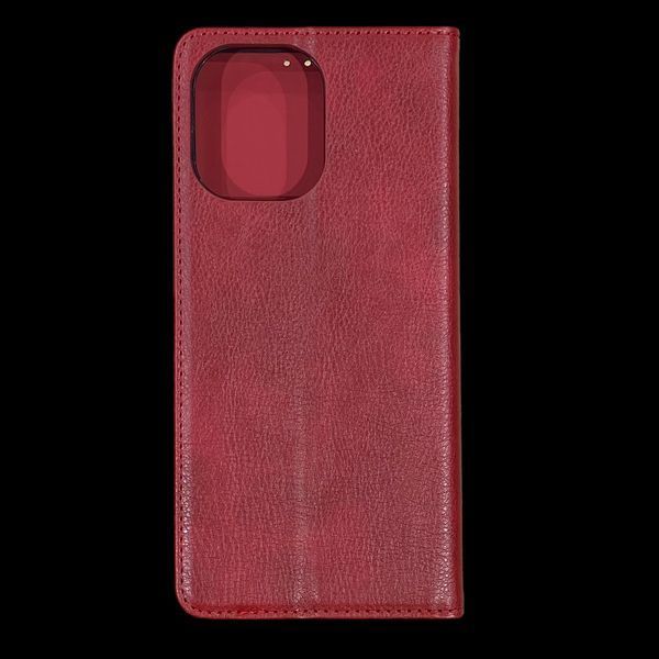 Чехол-книга Leather Fold для Xiaomi Redmi 12 (Темно-красный) 00000004893 фото