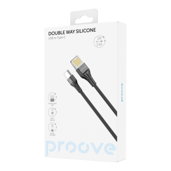 Кабель Proove Double Way Silicone Type-C 2.4A (1m) (black) 00000002002 фото