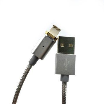 Кабель магнітний HOCO U16 Magnetic adsorption Lightning charging cable 2,4A Silver 00000002117 фото
