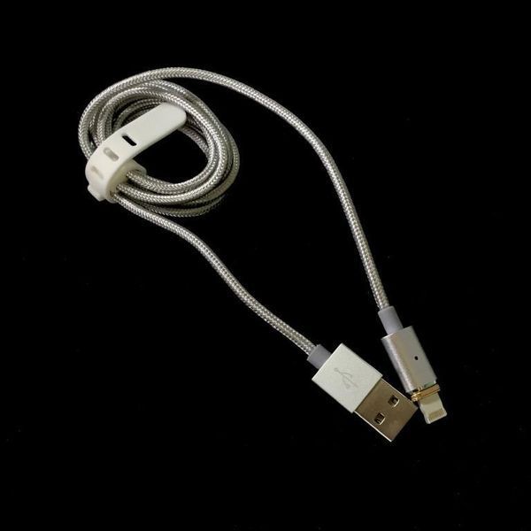 Кабель магнітний HOCO U16 Magnetic adsorption Lightning charging cable 2,4A Silver 00000002117 фото