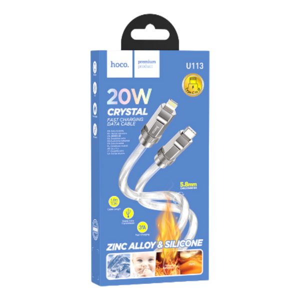 Кабель HOCO U113 Solid PD silicone charging data cable iP Silver 00000006803 фото