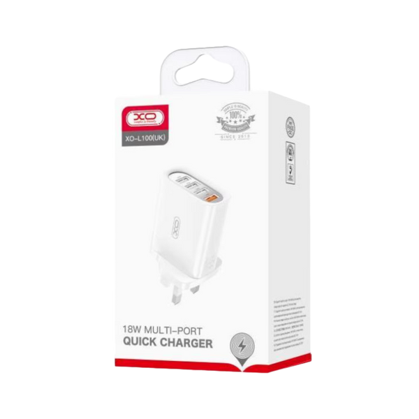 МЗП XO L100 4USB (1USB QC3.0+3USB 2.4A) White 00000002390 фото