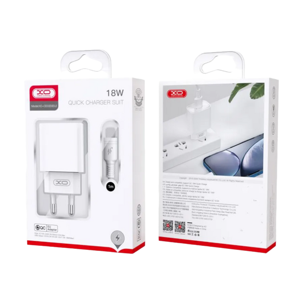 МЗП XO CE02D 1USB QC3.0 18W + кабель Type-C White 00000002389 фото