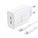 МЗП Borofone BA73A Young PD35W dual port (2 USB-C) + Cable Lightning белый 00000002342 фото 1