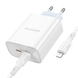 МЗП Borofone BA73A Young PD35W dual port (2 USB-C) + Cable Lightning белый 00000002342 фото 2
