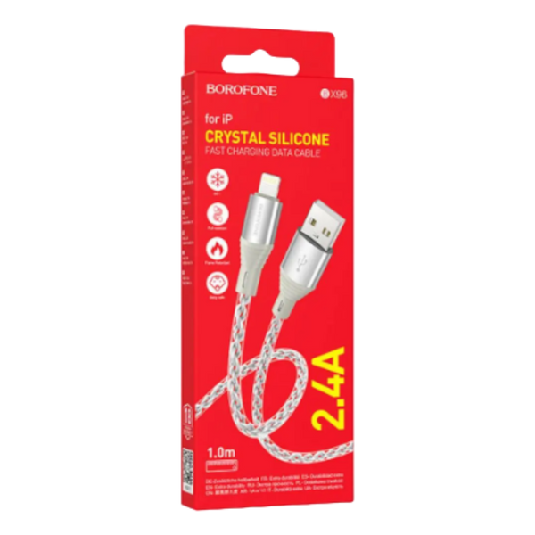 Кабель BOROFONE BX96 Ice crystal silicone charging data cable iP Gray 00000006801 фото