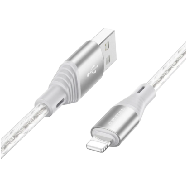 Кабель BOROFONE BX96 Ice crystal silicone charging data cable iP Gray 00000006801 фото