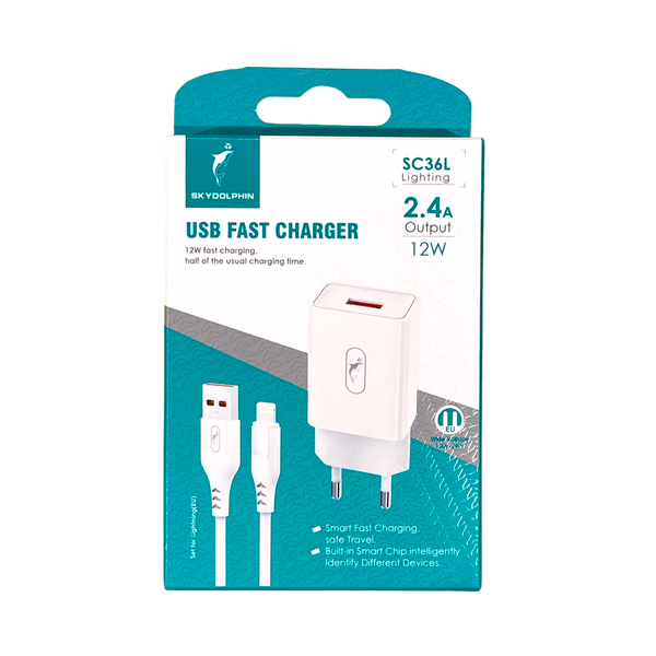 МЗП SkyDolphin SC36L Lightning 1USB/2.4A (Білий) 00000002385 фото