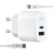 МЗП XO L97 A+C dual port Home charger with Lightning cable Білий 00000008693 фото 1