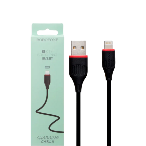 Кабель BOROFONE BX17 USB to iP 2A, 1m, PVC, TPE connectors, Black 00000007343 фото