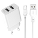 МЗП XO L109 2USB/2.4A + (USB - MicroUSB) (Білий) 00000008687 фото 1