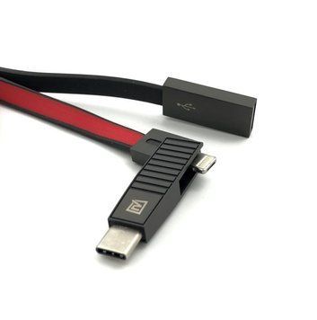 Кабель Remax Linyo RC-072th 3in1 (iPhone/MicroUSB/Type-C) Red 1m 00000002075 фото