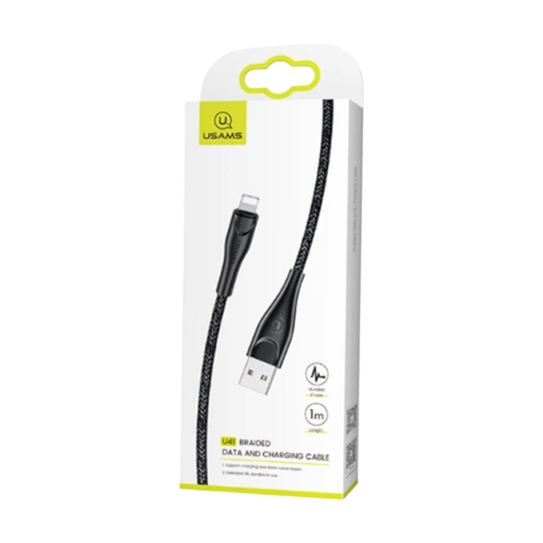 Кабель Usams US-SJ394 U41 Lightning Braided Data and Charging Cable 2m Black 00000007353 фото