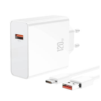 МЗП XO L128 (EU) 120W USB-A быстрое питание с Type-C cable Белый 00000007262 фото
